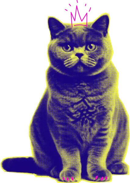 Gatto certosino con coroncina in stile pop